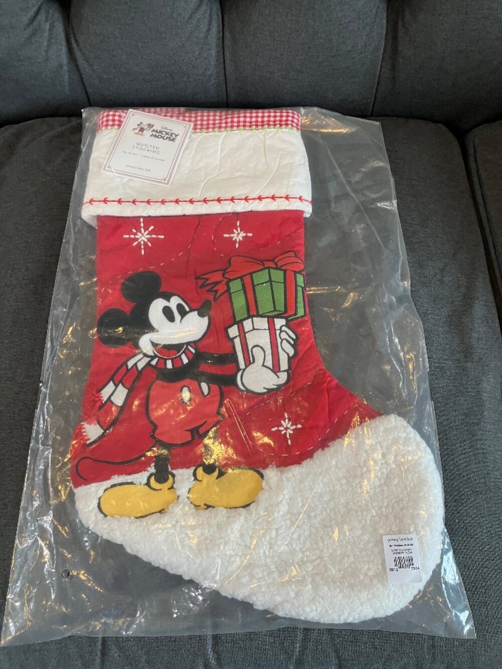 Pottery Barn Kids Disney Mickey Mouse Quilted Christmas Stocking NWT